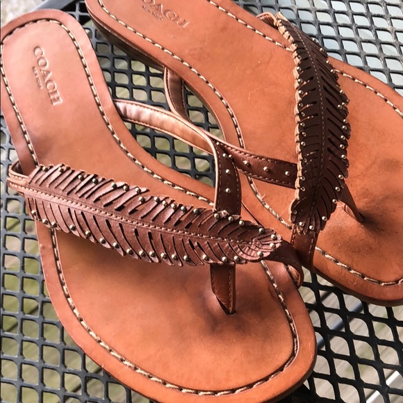 Coach leather feather sandals size 6 - Picture 2 of 3